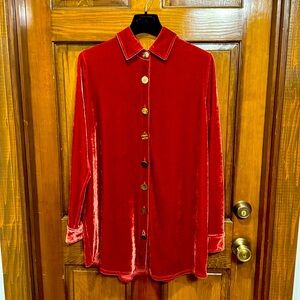 Soft surroundings burnt orange beautiful velvet button down